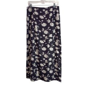 Talbots -Midi Linen BlendFloral Black and White Women's Skirt - Size 12